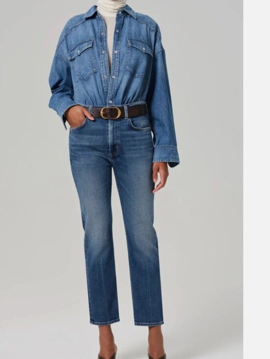 Citizens Of Humanity Denim - Citizens of Humanity Zurie Ankle Jeans Size 24 in Abalone Blue Straight Cropped